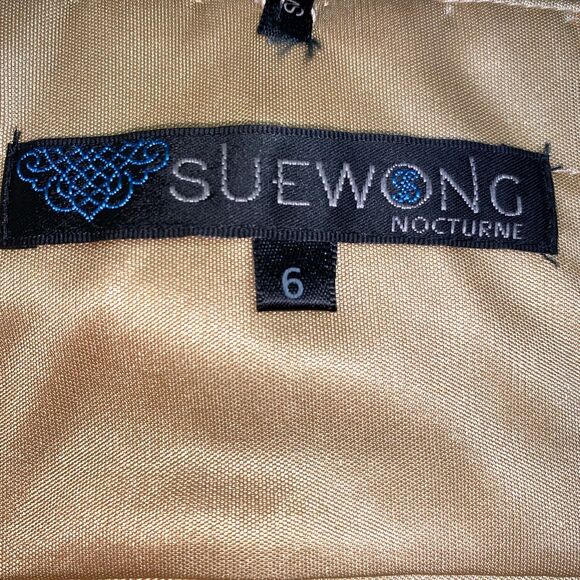 Sue Wong Womens Cocktail Dress Sheath Strapless Chevron Beaded Sequin Size 6 - Picture 14 of 16